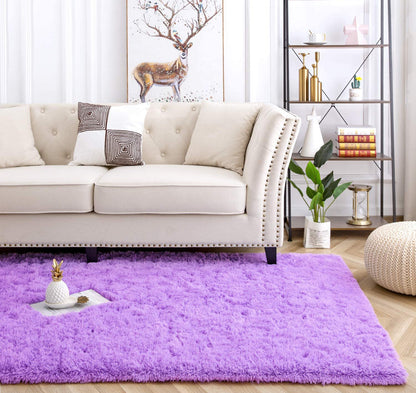 Soft Shag Rug Carpet Mat (Purple, 160 x 120)