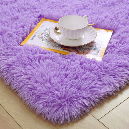 Soft Shag Rug Carpet Mat (Purple, 160 x 120)