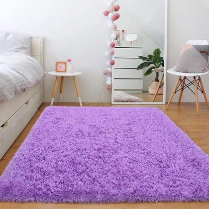 Soft Shag Rug Carpet Mat (Purple, 160 x 120)