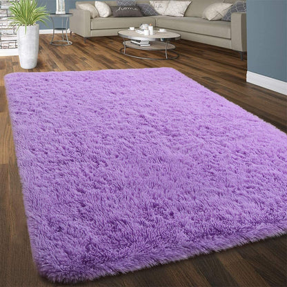 Soft Shag Rug Carpet Mat (Purple, 160 x 120)