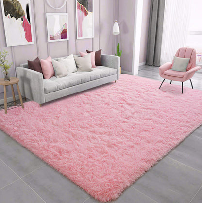 Soft Shag Rug Carpet Mat (Pink, 160 x 120)