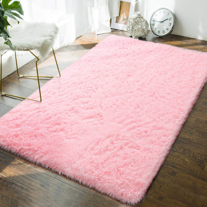 Soft Shag Rug Carpet Mat (Pink, 160 x 120)