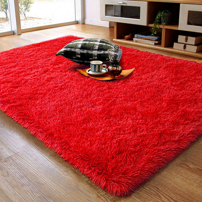 Soft Shag Rug Carpet Mat (Red, 160 x 120)