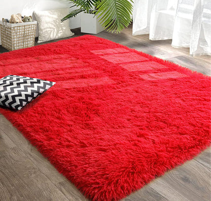 Soft Shag Rug Carpet Mat (Red, 160 x 120)