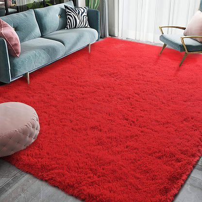 Soft Shag Rug Carpet Mat (Red, 160 x 120)