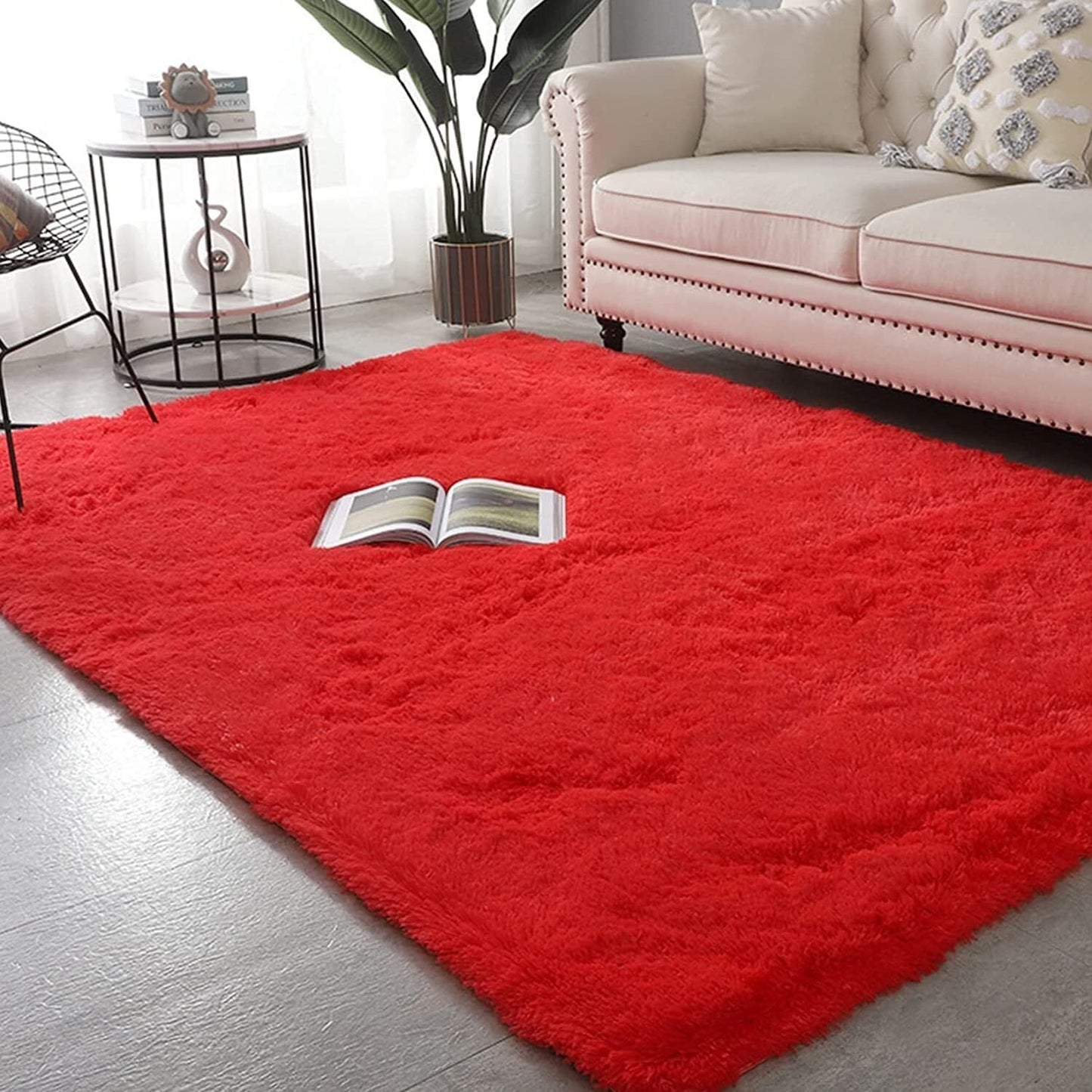 Soft Shag Rug Carpet Mat (Red, 160 x 120)