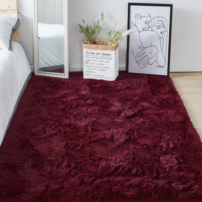 Soft Shag Rug Carpet Mat (Wine, 160 x 120)