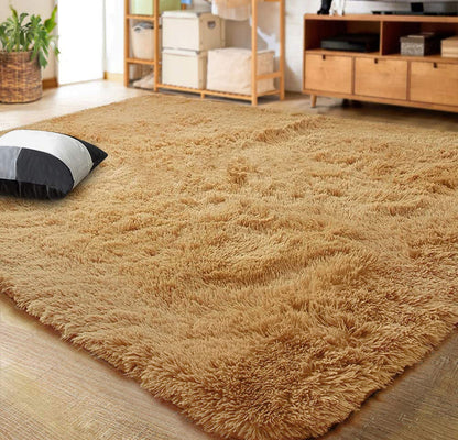 Soft Shag Rug Carpet Mat (Caramel, 160 x 120)