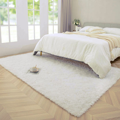 Soft Shag Rug Carpet Mat (Cream White, 160 x 120)