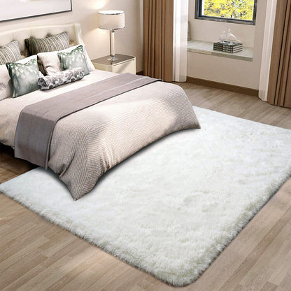 Soft Shag Rug Carpet Mat (Cream White, 160 x 120)