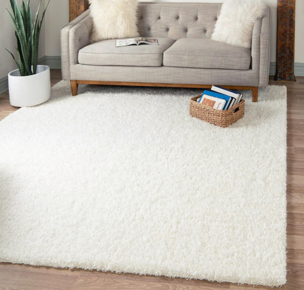 Soft Shag Rug Carpet Mat (Cream White, 160 x 120)