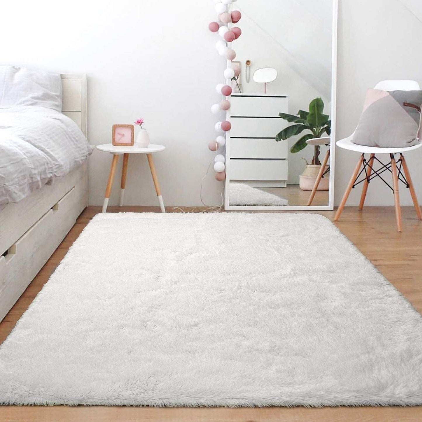 Soft Shag Rug Carpet Mat (Cream White, 160 x 120)