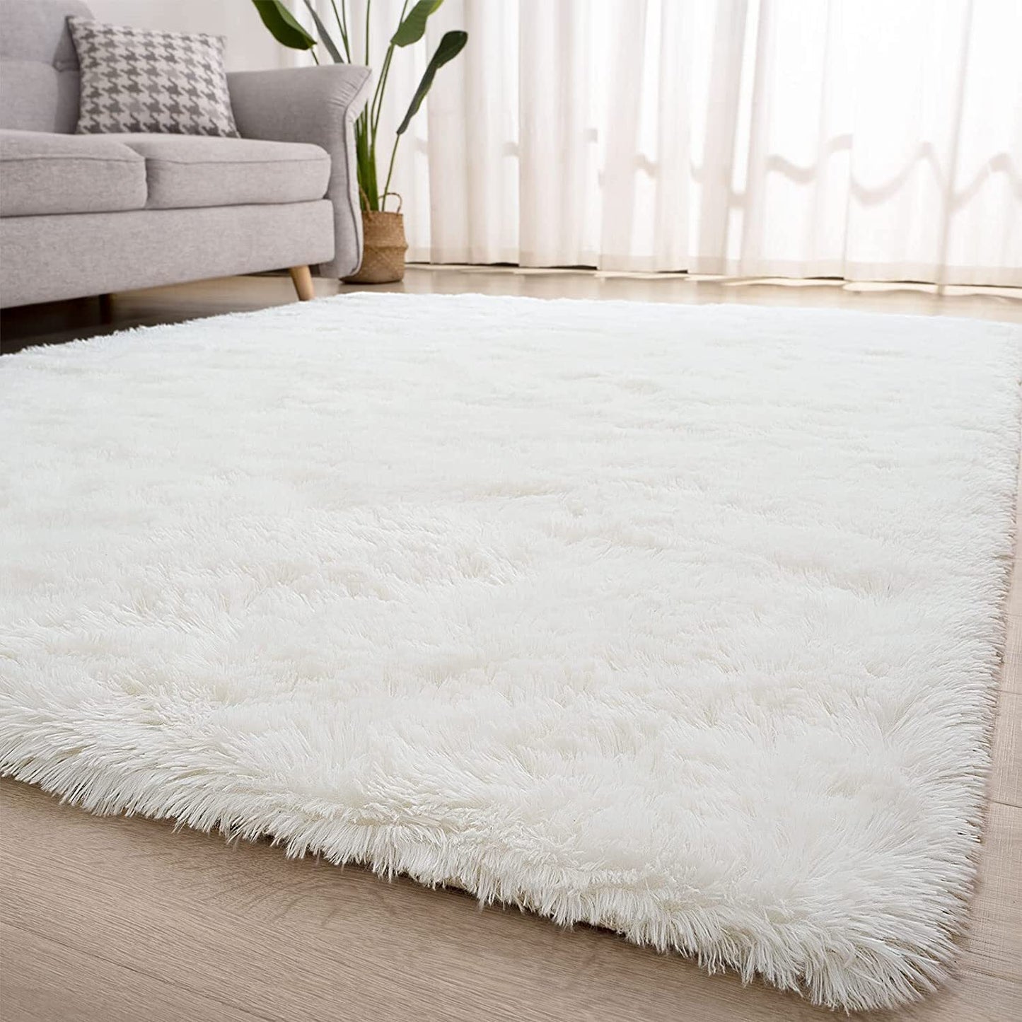 Soft Shag Rug Carpet Mat (Cream White, 160 x 120)