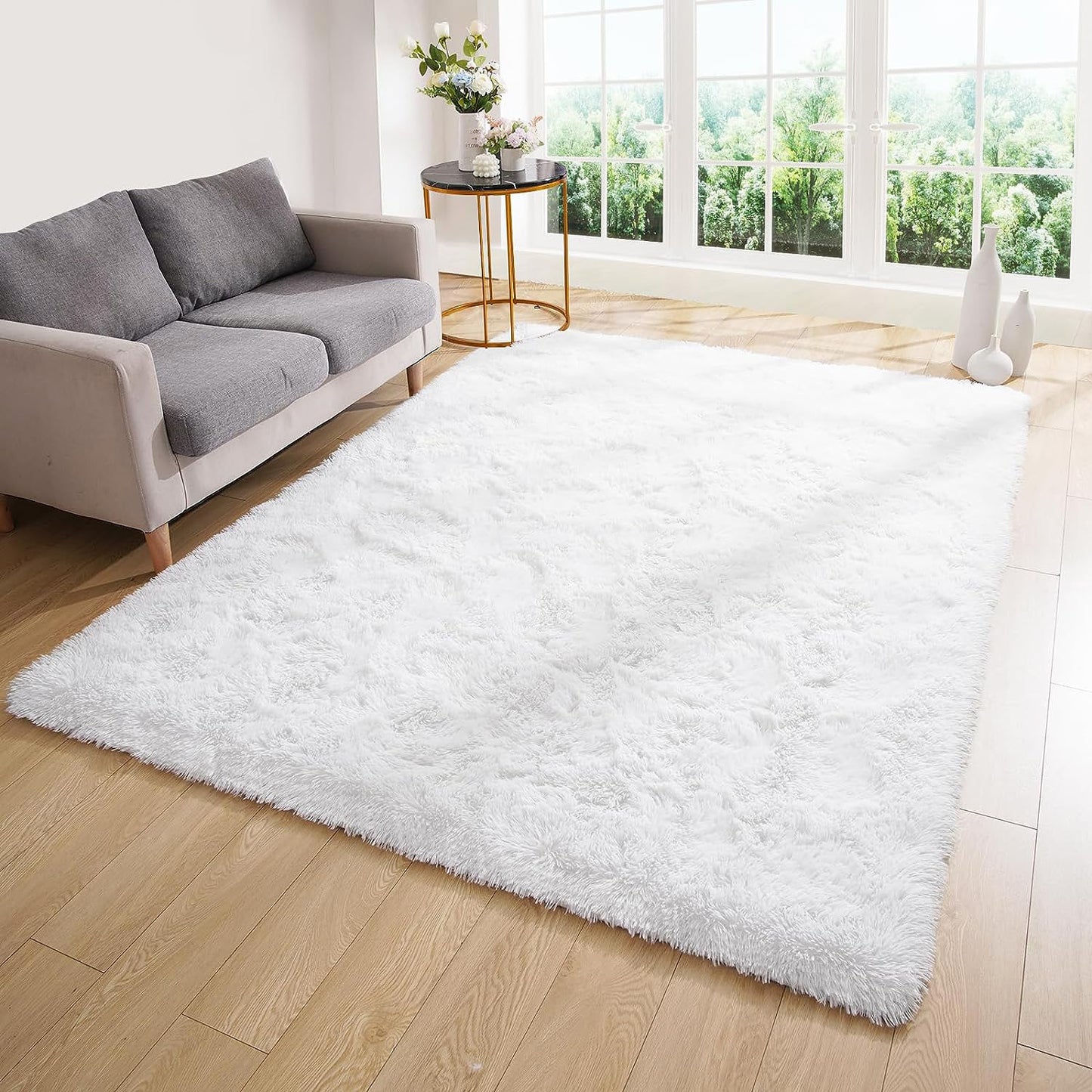 Soft Shag Rug Carpet Mat (Cream White, 160 x 120)