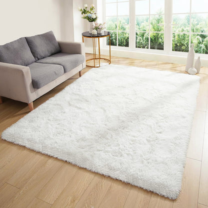 Large Soft Shag Rug Carpet Mat (Cream White, 230 x 160)