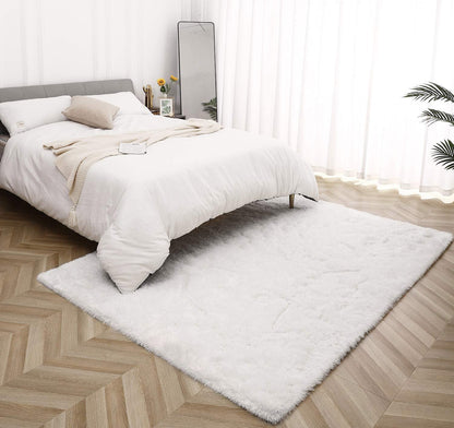 Soft Shag Rug Carpet Mat (Cream White, 160 x 120)