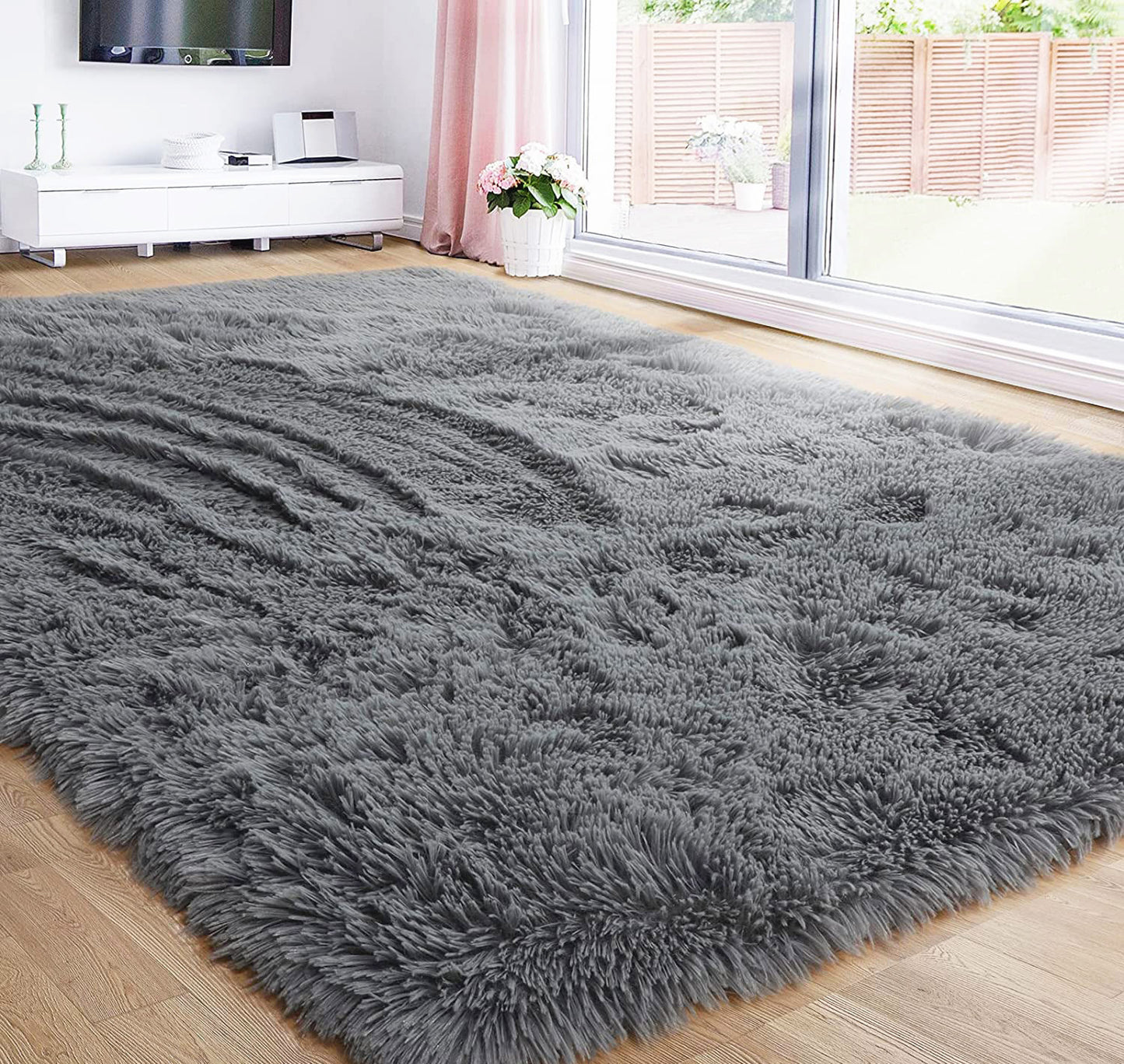 4m Extra Large Soft Shag Rug Carpet Mat (Grey, 400 x 200)