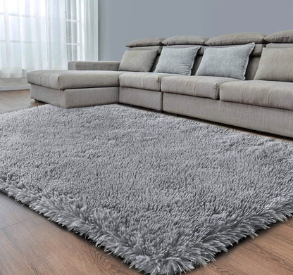 4m Extra Large Soft Shag Rug Carpet Mat (Grey, 400 x 200)