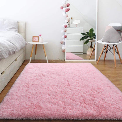 4m Extra Large Soft Shag Rug Carpet Mat (Pink, 400 x 200)