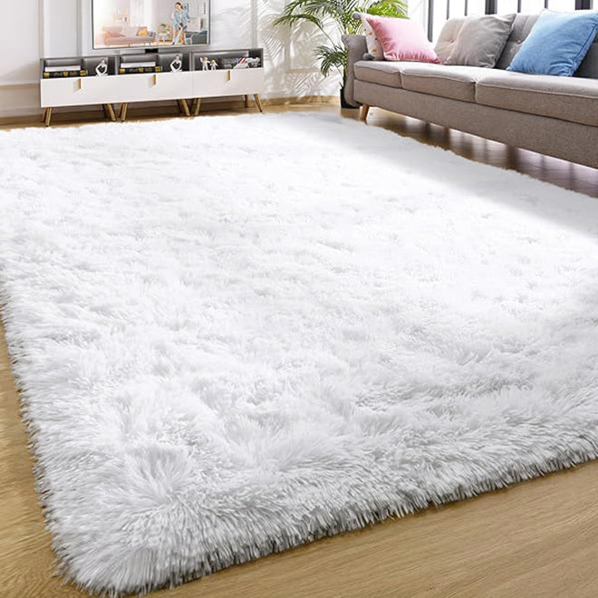 4m Extra Large Soft Shag Rug Carpet Mat (White, 400 x 200)