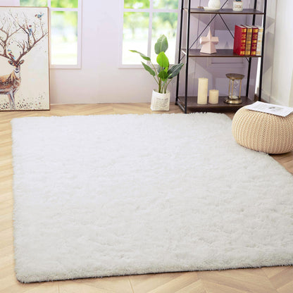 4m Extra Large Soft Shag Rug Carpet Mat (Cream White, 400 x 200)