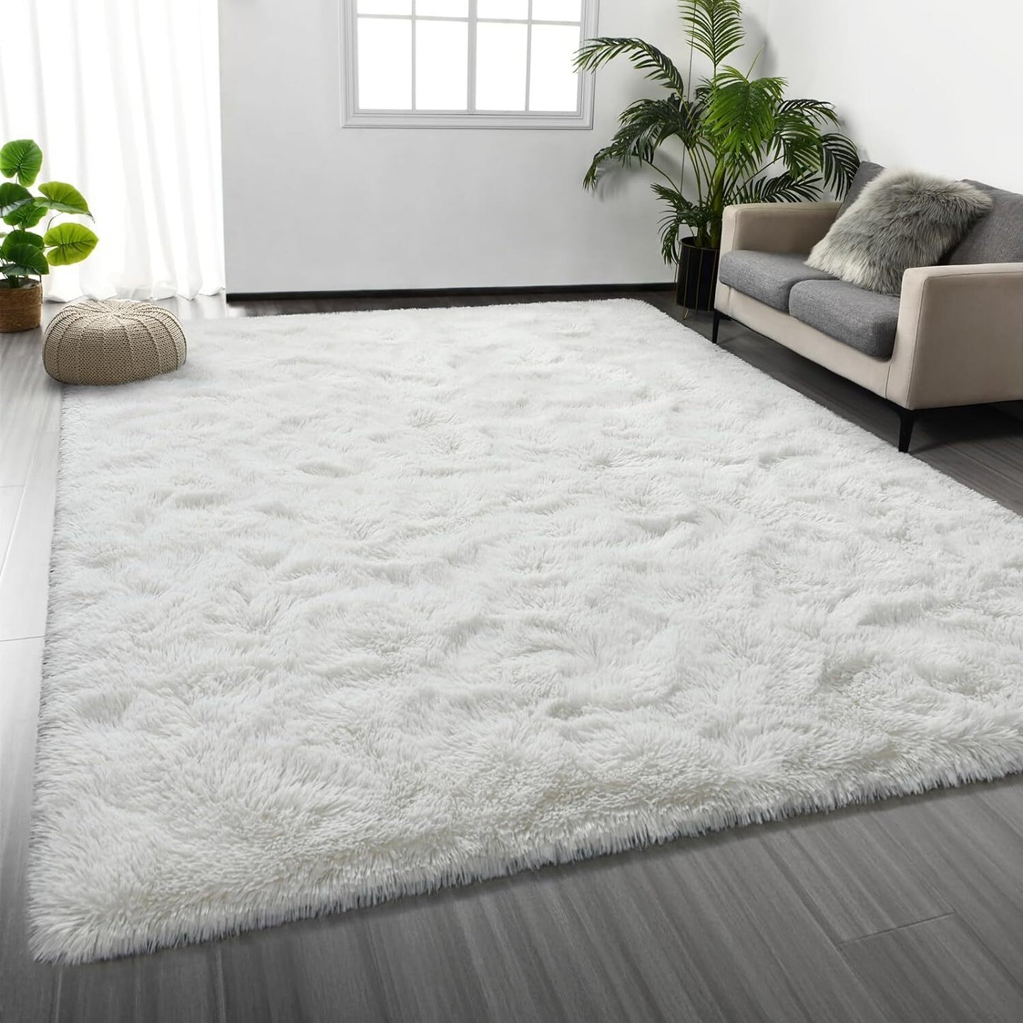 4m Extra Large Soft Shag Rug Carpet Mat (Cream White, 400 x 200)