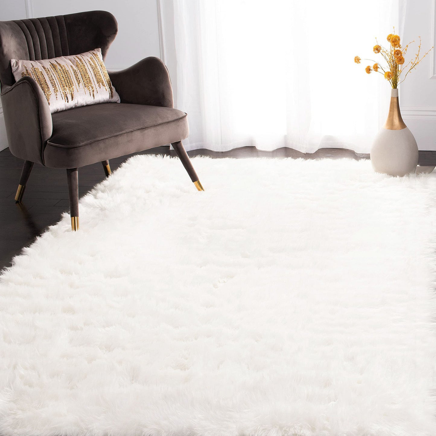 4m Extra Large Soft Shag Rug Carpet Mat (Cream White, 400 x 200)