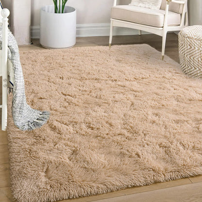 XL Extra Large Soft Shag Rug Carpet Mat (Beige, 300 x 200)