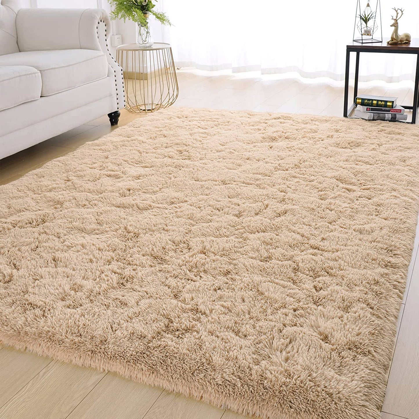 XL Extra Large Soft Shag Rug Carpet Mat (Beige, 300 x 200)