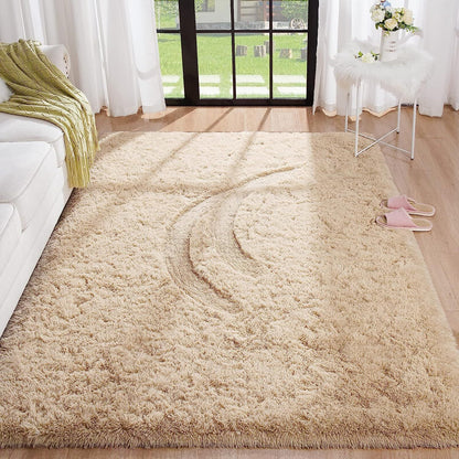 XL Extra Large Soft Shag Rug Carpet Mat (Beige, 300 x 200)