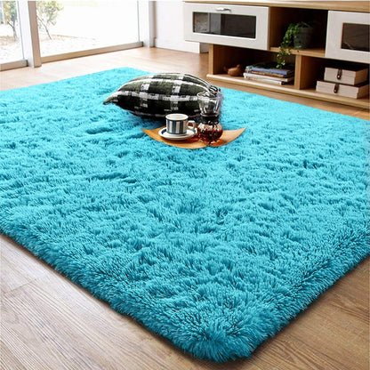 XL Extra Large Soft Shag Rug Carpet Mat (Blue, 300 x 200)