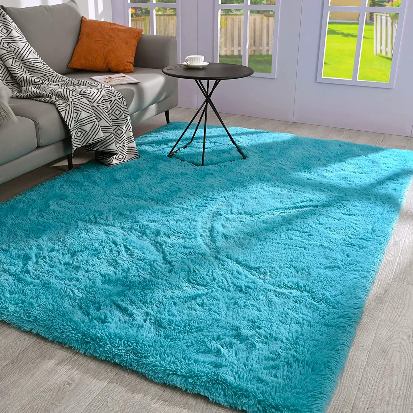 XL Extra Large Soft Shag Rug Carpet Mat (Blue, 300 x 200)