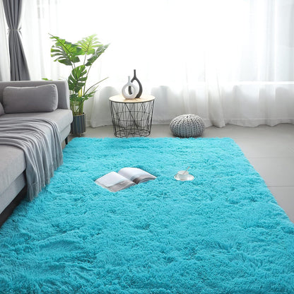 XL Extra Large Soft Shag Rug Carpet Mat (Blue, 300 x 200)