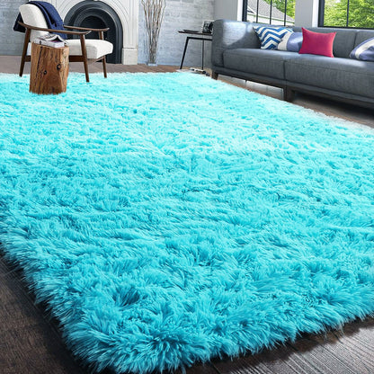 XL Extra Large Soft Shag Rug Carpet Mat (Blue, 300 x 200)