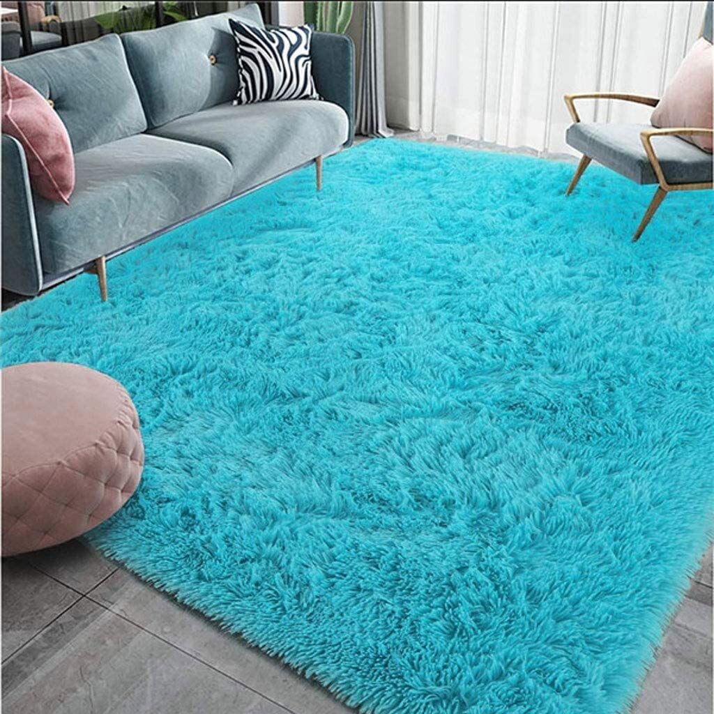 XL Extra Large Soft Shag Rug Carpet Mat (Blue, 300 x 200)