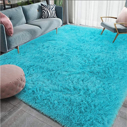 XL Extra Large Soft Shag Rug Carpet Mat (Blue, 300 x 200)