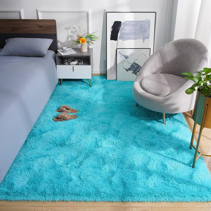 XL Extra Large Soft Shag Rug Carpet Mat (Blue, 300 x 200)