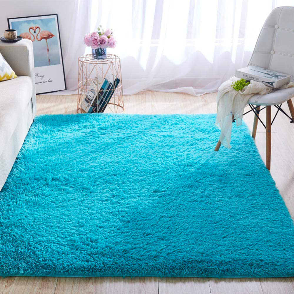 XL Extra Large Soft Shag Rug Carpet Mat (Blue, 300 x 200)