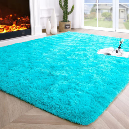 XL Extra Large Soft Shag Rug Carpet Mat (Blue, 300 x 200)