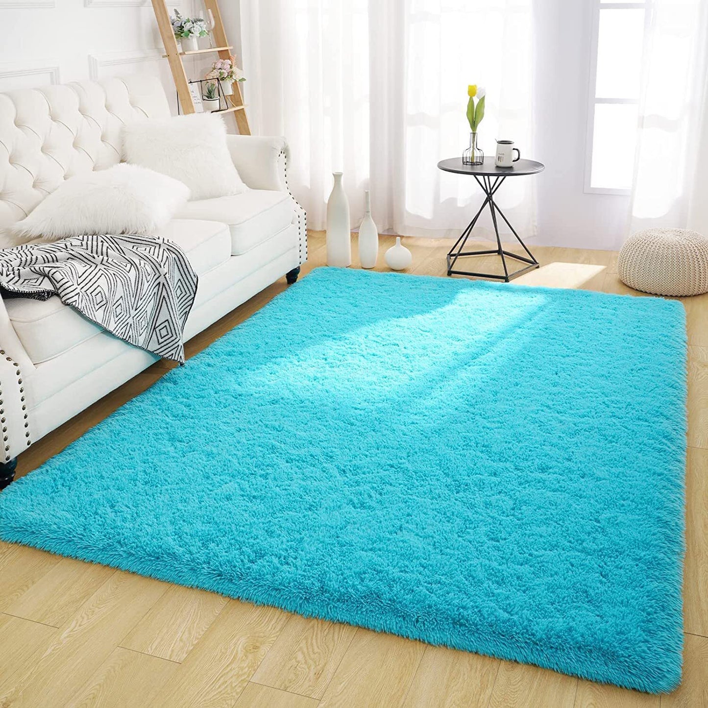 XL Extra Large Soft Shag Rug Carpet Mat (Blue, 300 x 200)