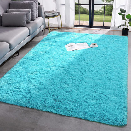 XL Extra Large Soft Shag Rug Carpet Mat (Blue, 300 x 200)