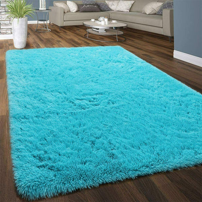 XL Extra Large Soft Shag Rug Carpet Mat (Blue, 300 x 200)