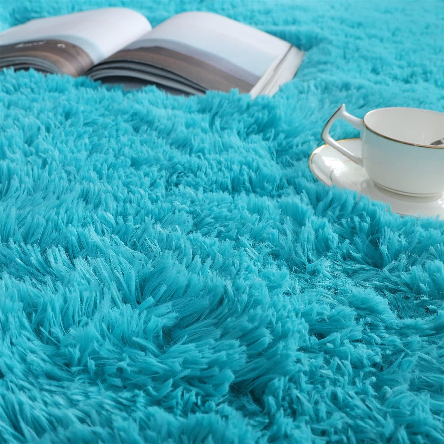 XL Extra Large Soft Shag Rug Carpet Mat (Blue, 300 x 200)