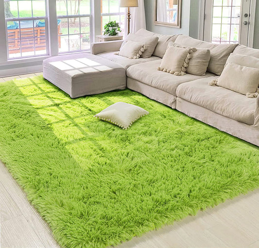 XL Extra Large Soft Shag Rug Carpet Mat (Green, 300 x 200)