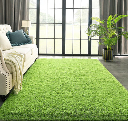 XL Extra Large Soft Shag Rug Carpet Mat (Green, 300 x 200)