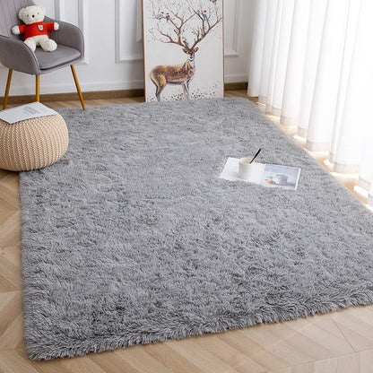 XL Extra Large Soft Shag Rug Carpet Mat (Grey, 300 x 200)