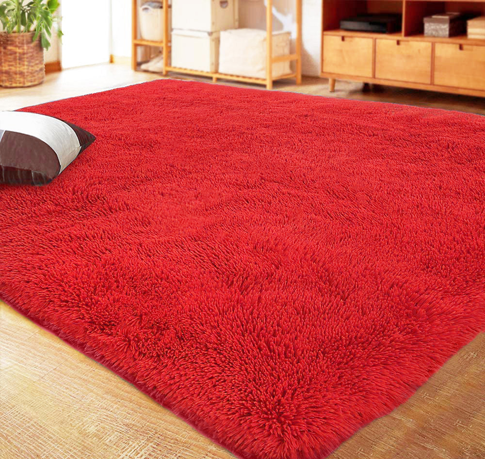 XL Extra Large Soft Shag Rug Carpet Mat (Red, 300 x 200)