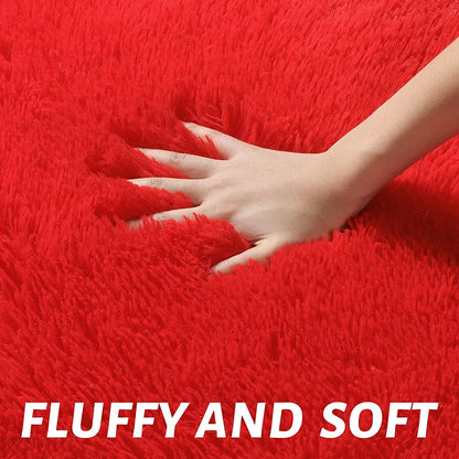 XL Extra Large Soft Shag Rug Carpet Mat (Red, 300 x 200)