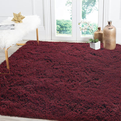 XL Extra Large Soft Shag Rug Carpet Mat (Wine, 300 x 200)
