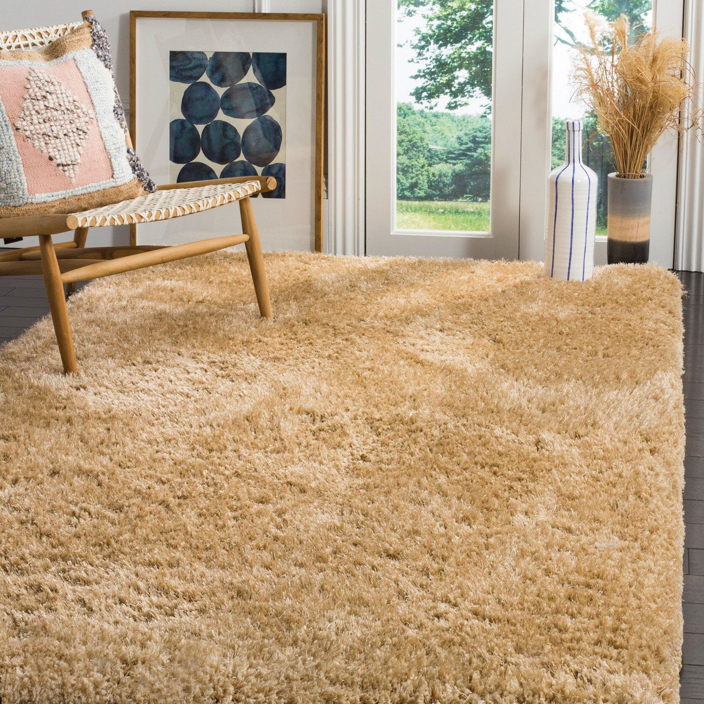 XL Extra Large Soft Shag Rug Carpet Mat (Caramel, 300 x 200)